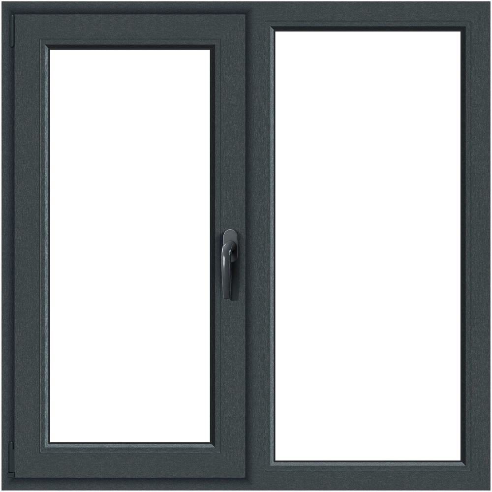 Fereastra termopan APLAST, PVC, 5 camere, 116 x 116 cm, deschidere fixa + batanta stanga, gri antracit