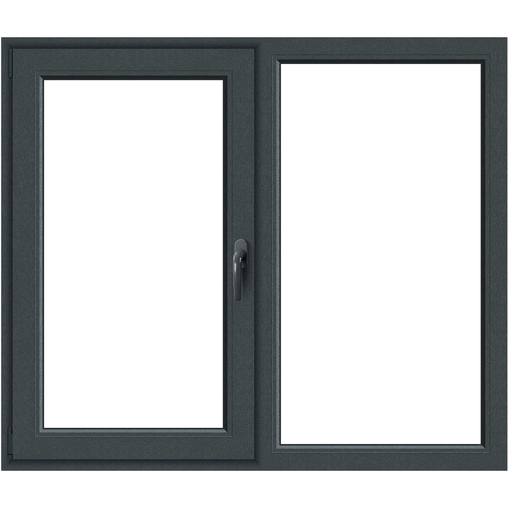 Fereastra termopan APLAST, PVC, 5 camere, 146 x 116 cm, deschidere fixa + batanta stanga, gri antracit