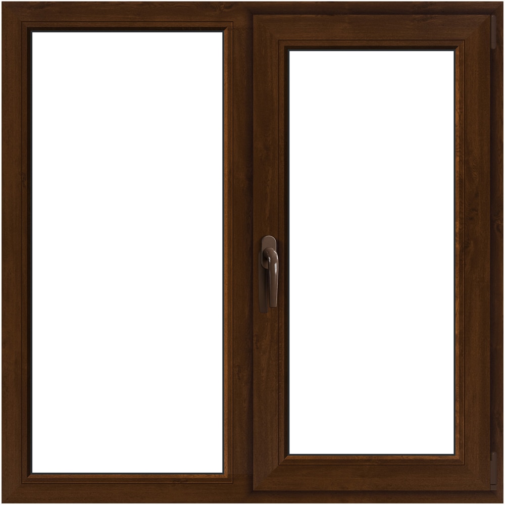 Fereastra termopan APLAST, PVC, 5 camere, 116 x 116 cm, deschidere fixa + batanta dreapta, maro