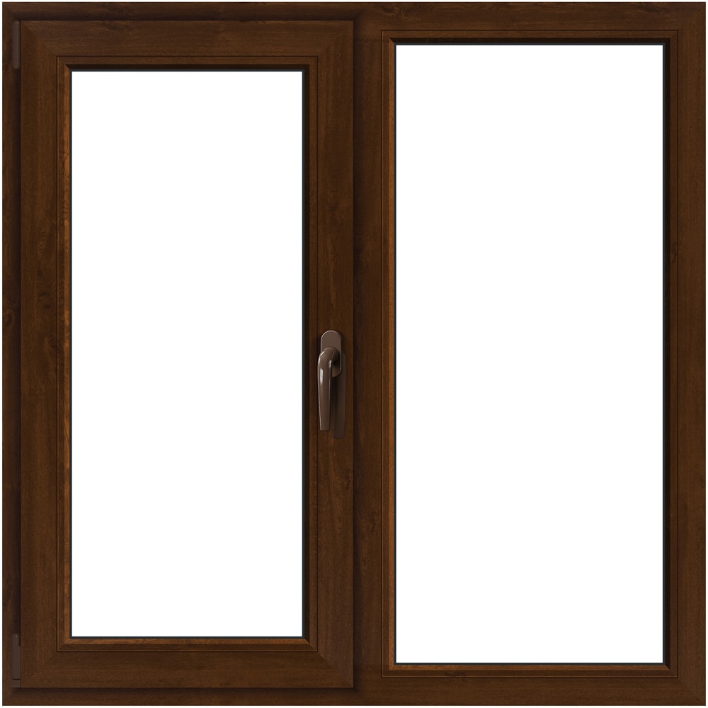 Fereastra termopan APLAST, PVC, 5 camere, 116 x 116 cm, deschidere fixa + batanta stanga, maro