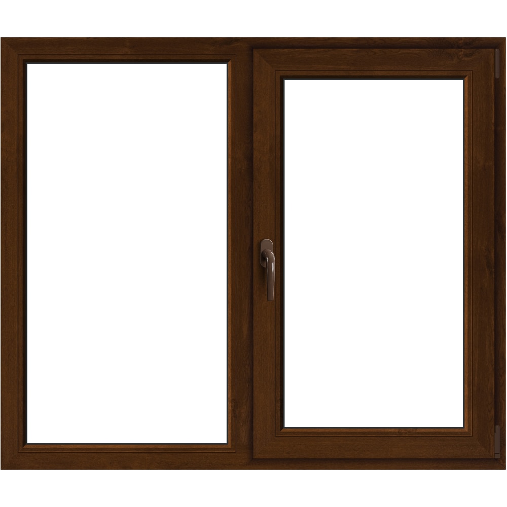 Fereastra termopan APLAST, PVC, 5 camere, 146 x 116 cm, deschidere fixa + batanta dreapta, maro