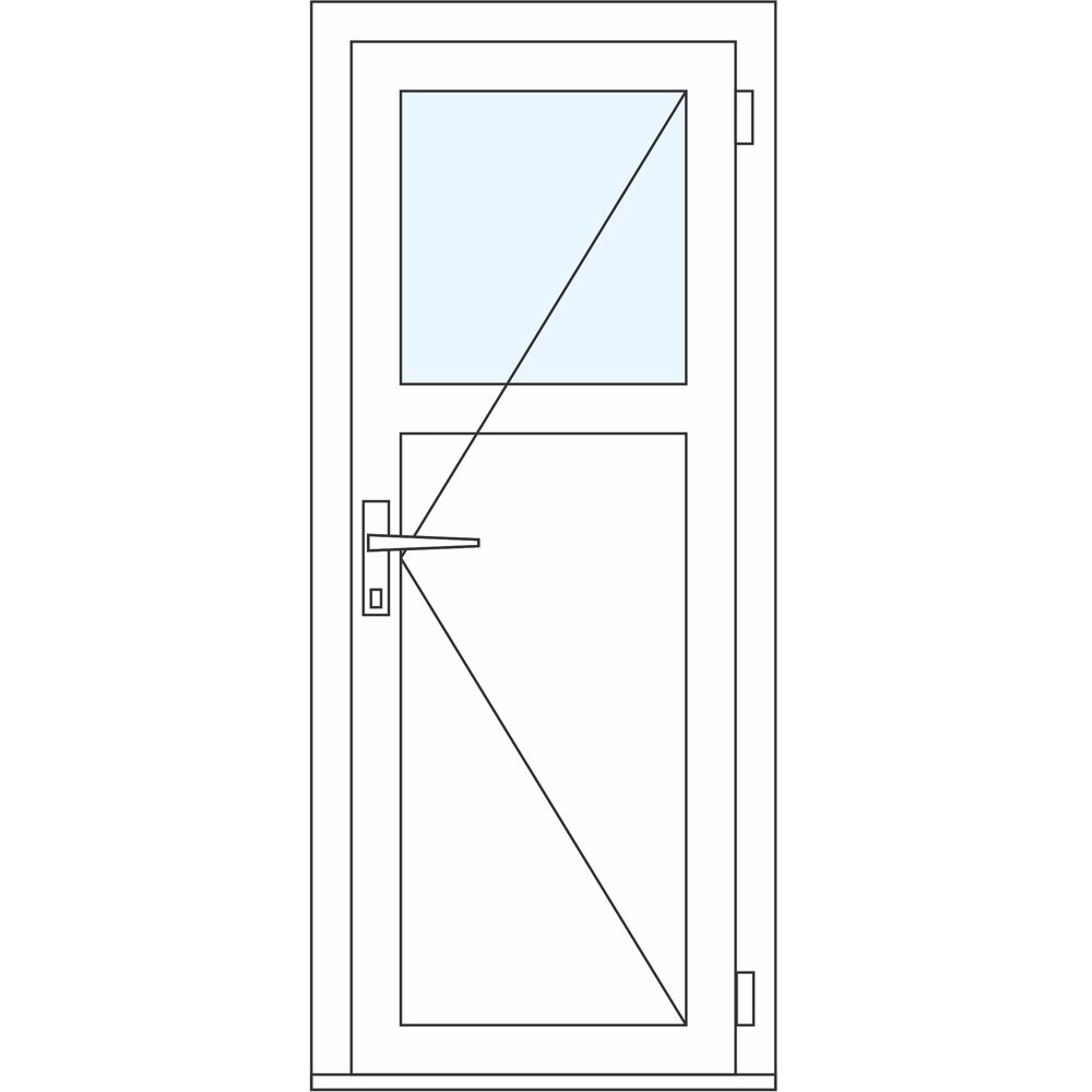 Usa intrare APLAST, cu geam, dreapta, PVC, 88 x 205 cm, alb