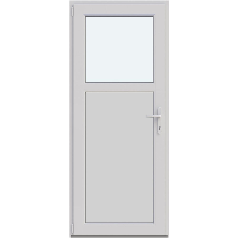 Usa intrare APLAST, cu geam, stanga, PVC, 88 x 205 cm, alb
