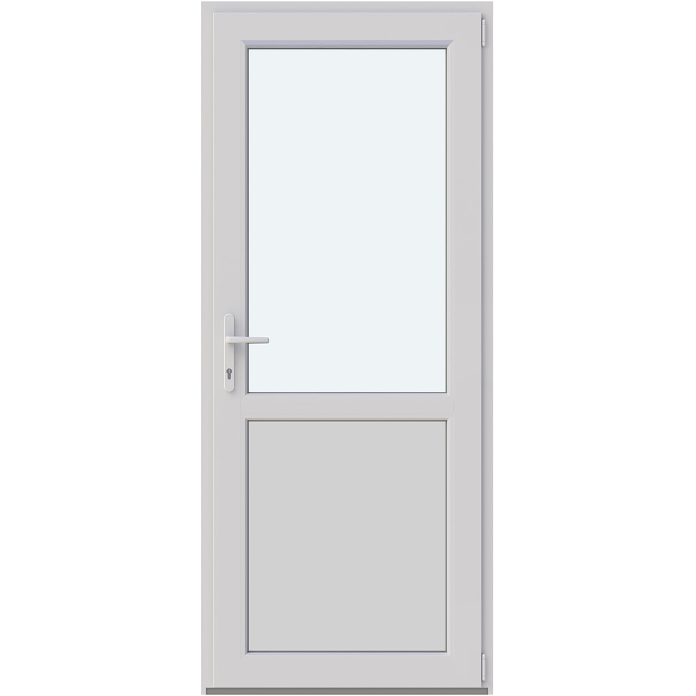 Usa intrare APLAST, cu geam, dreapta, PVC, 88 x 205 cm, alb