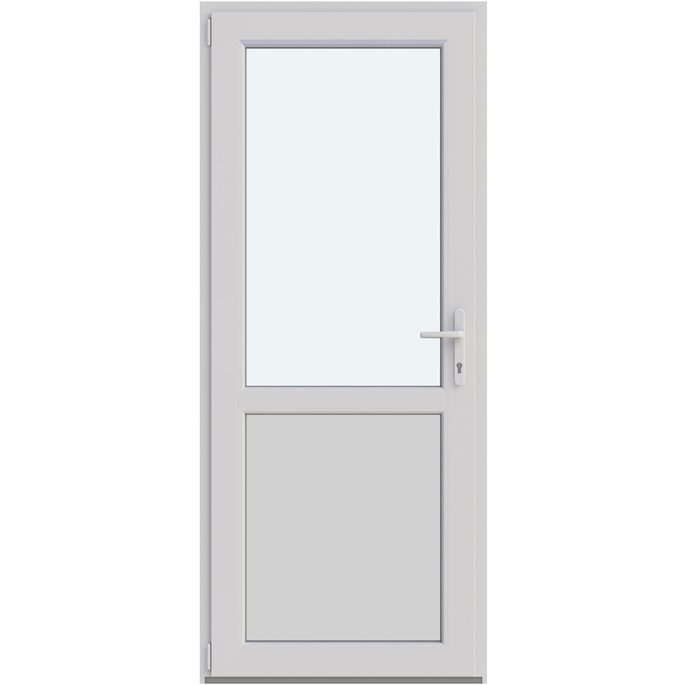 Usa intrare APLAST, cu geam, stanga, PVC, 88 x 205 cm, alb