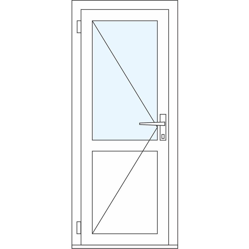 Usa intrare APLAST, cu geam, stanga, PVC, 88 x 205 cm, alb