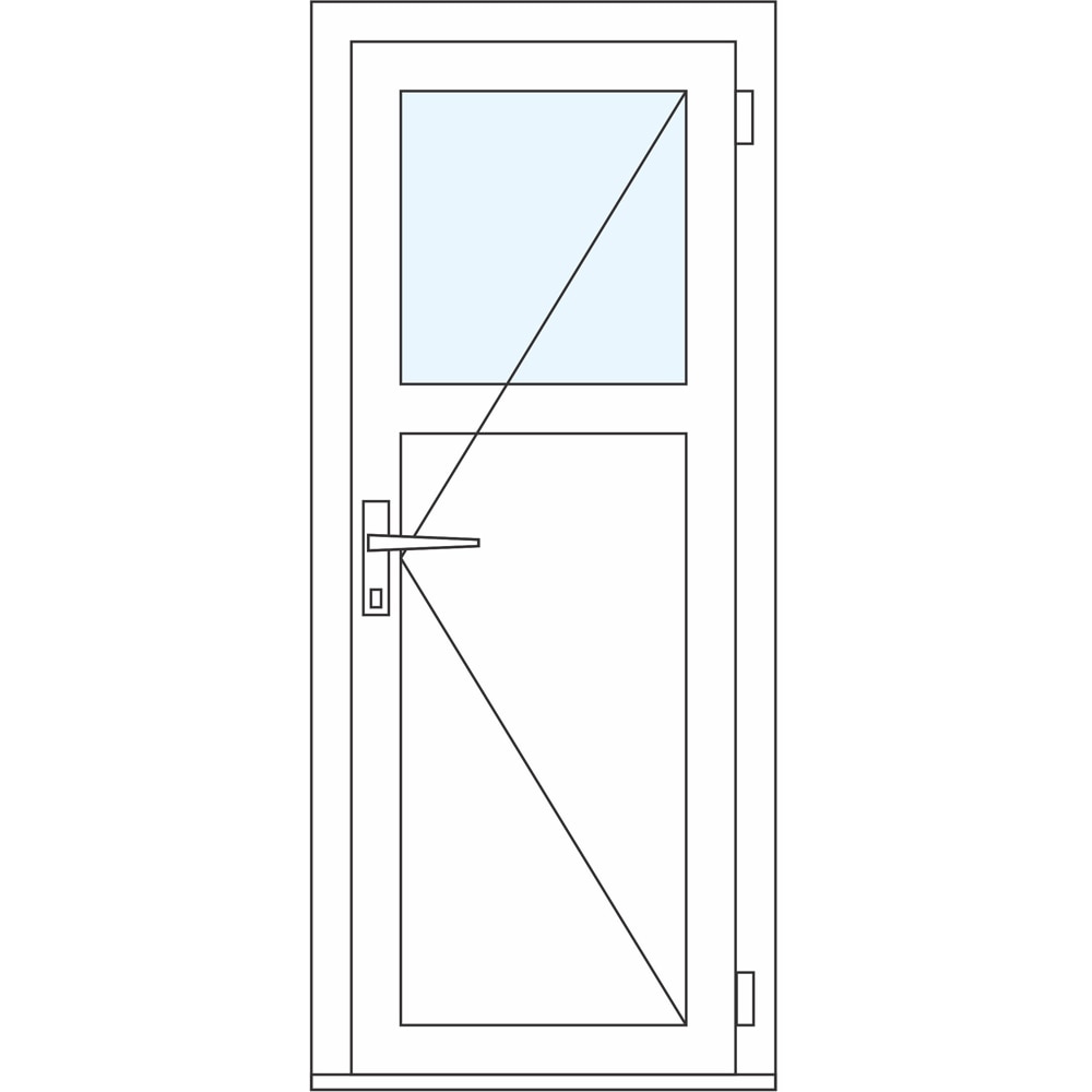 Usa intrare APLAST, cu geam, dreapta, PVC, 88 x 205 cm, maro inchis