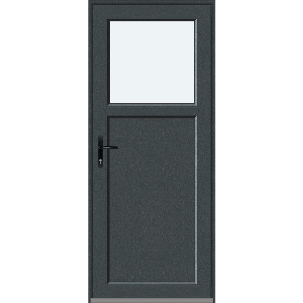 Usa intrare APLAST, cu geam, dreapta, PVC, 88 x 205 cm, gri antracit