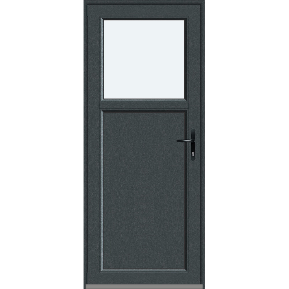 Usa intrare APLAST, cu geam, stanga, PVC, 88 x 205 cm, gri antracit
