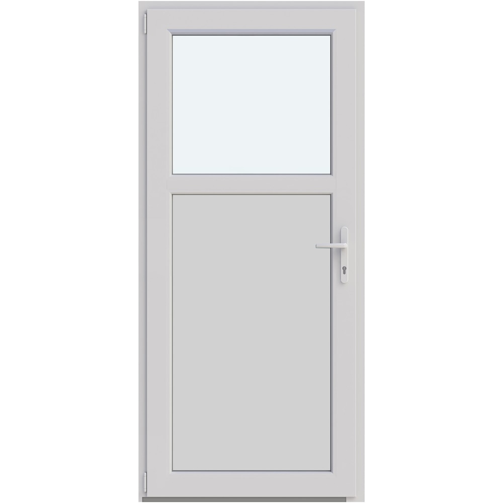 Usa intrare APLAST, cu geam, stanga, PVC, 88 x 195 cm, alb