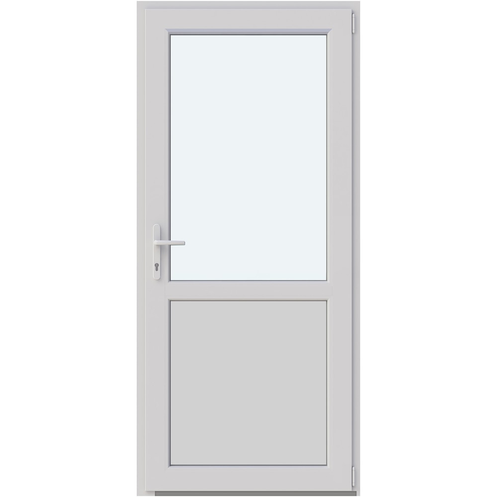 Usa intrare APLAST, cu geam, dreapta, PVC, 88 x 195 cm, alb