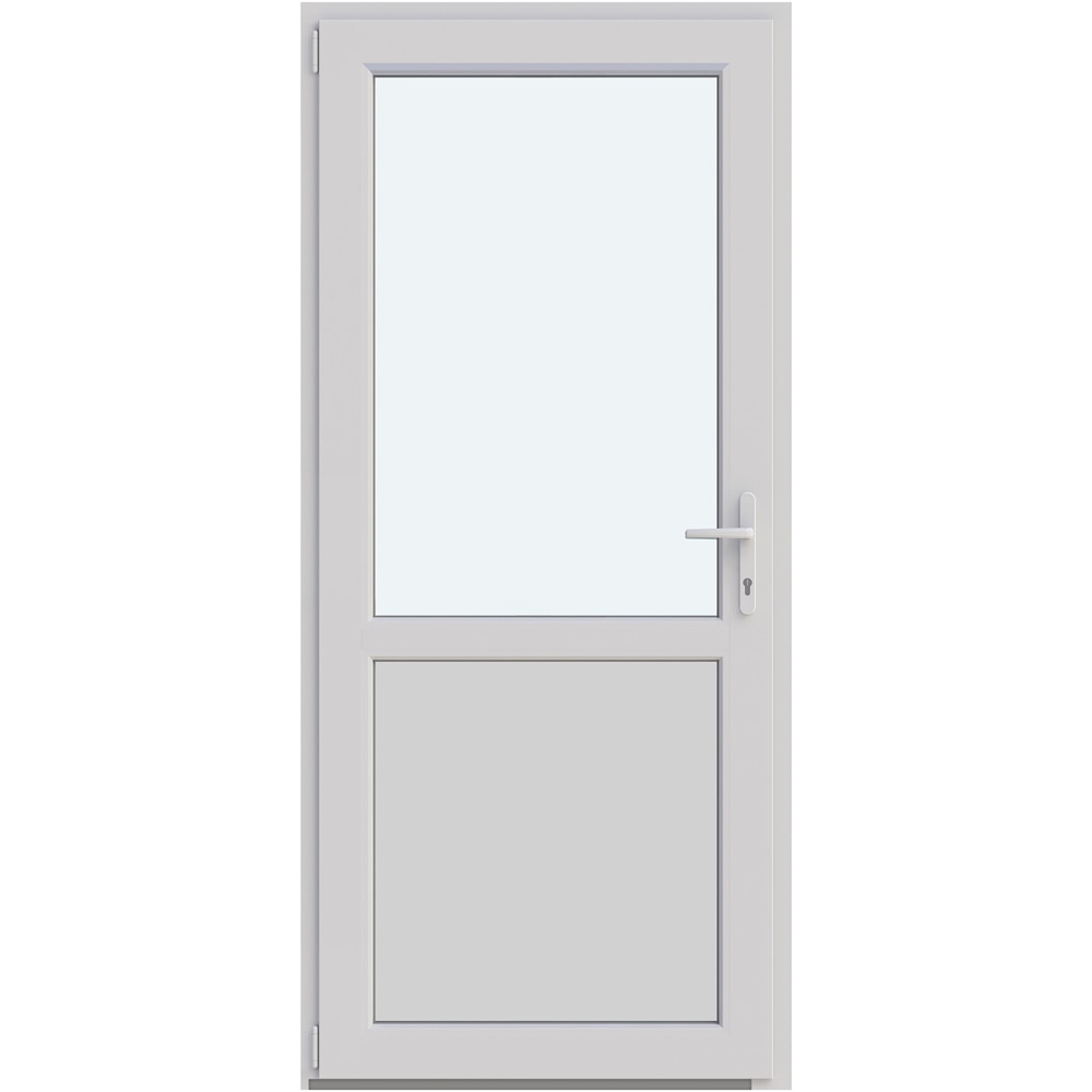 Usa intrare APLAST, cu geam, stanga, PVC, 88 x 195 cm, alb