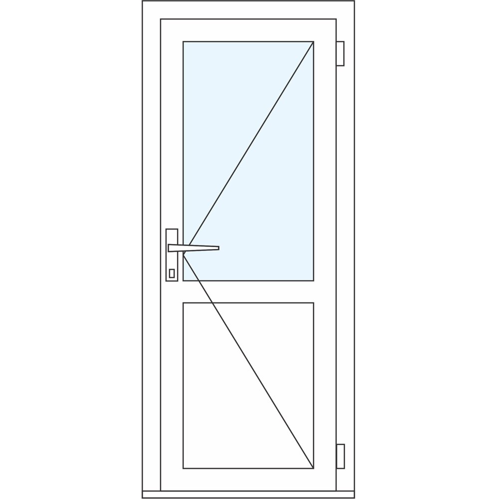 Usa intrare APLAST, cu geam, dreapta, PVC, 88 x 195 cm, maro inchis