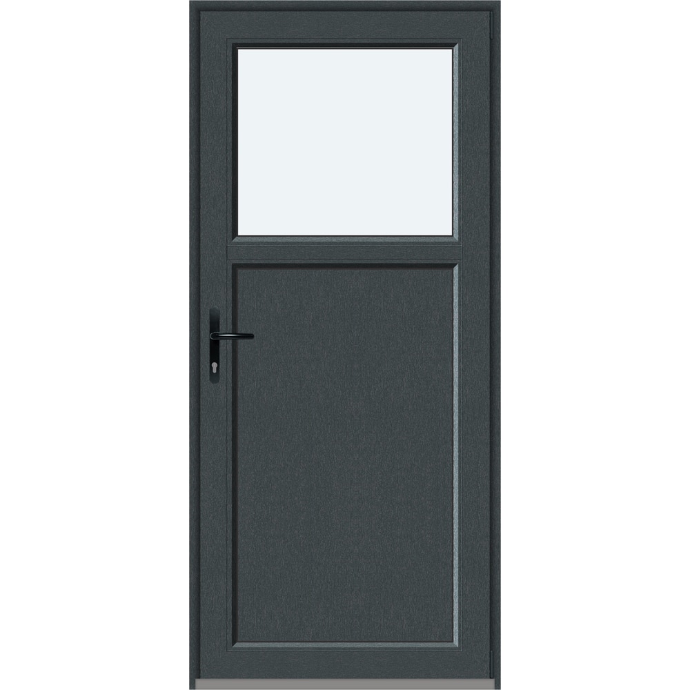 Usa intrare APLAST, cu geam, dreapta, PVC, 88 x 195 cm, gri antracit