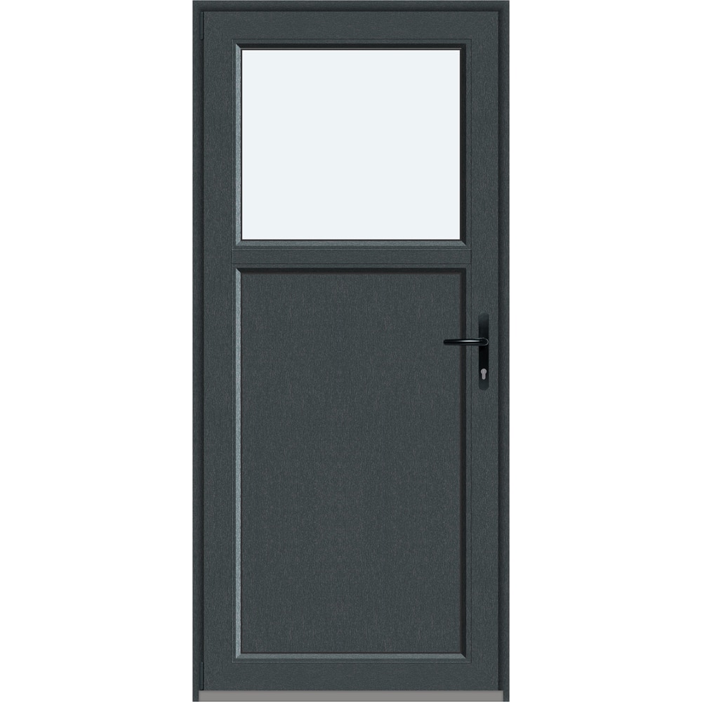 Usa intrare APLAST, cu geam, stanga, PVC, 88 x 195 cm, gri antracit