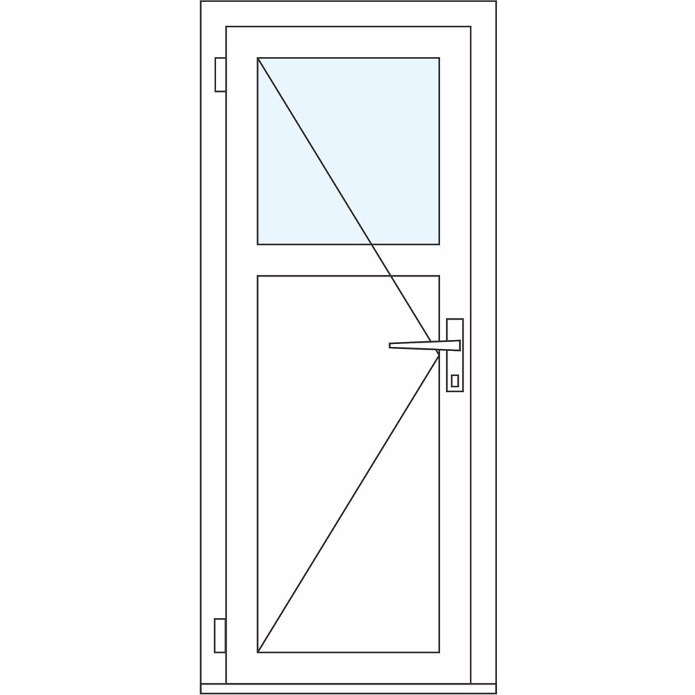 Usa intrare APLAST, cu geam, stanga, PVC, 88 x 195 cm, gri antracit