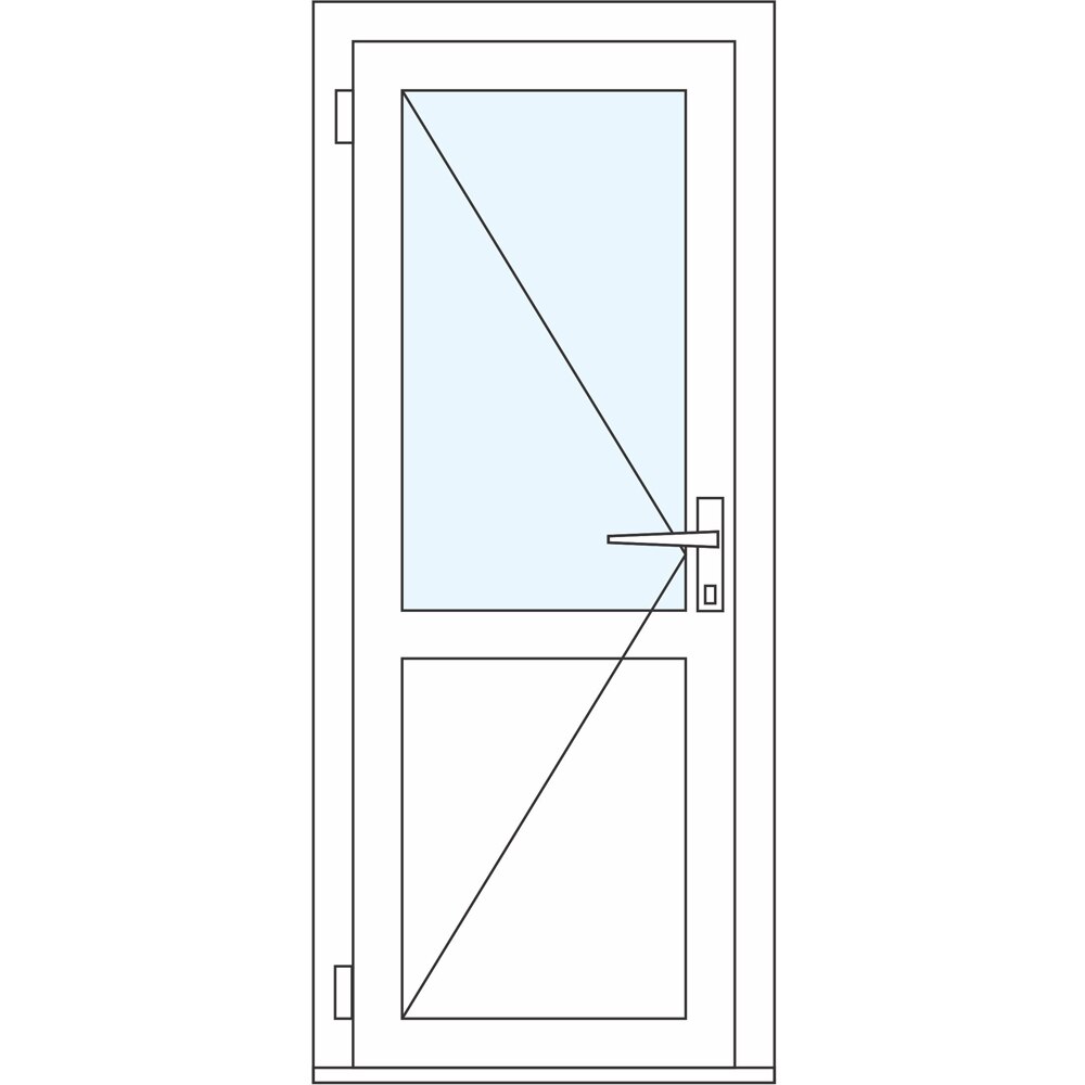 Usa intrare APLAST, cu geam, stanga, PVC, 88 x 195 cm, gri antracit