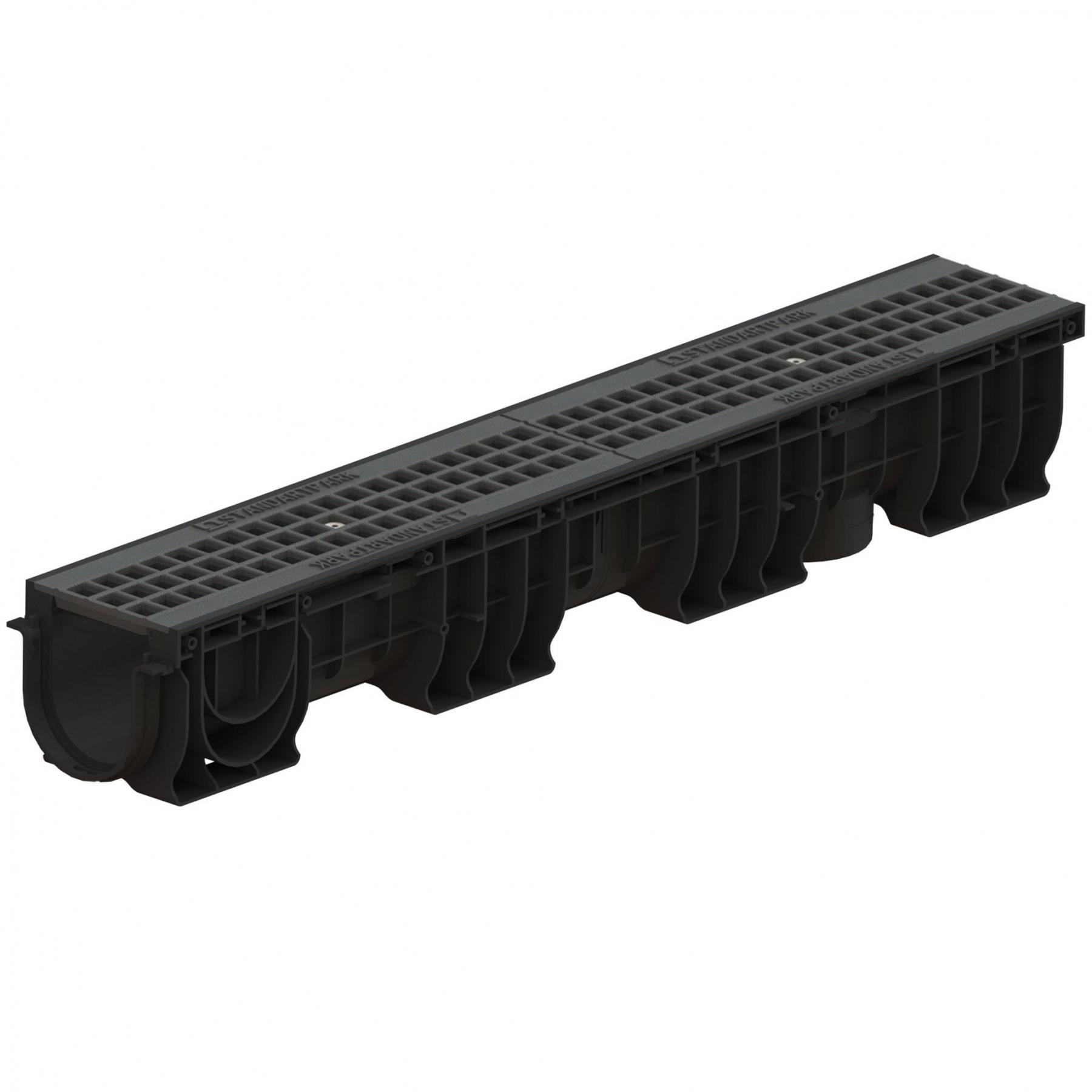 Kit rigola, negru, 100 x 15.5 cm, gratar fonta  Vodaland