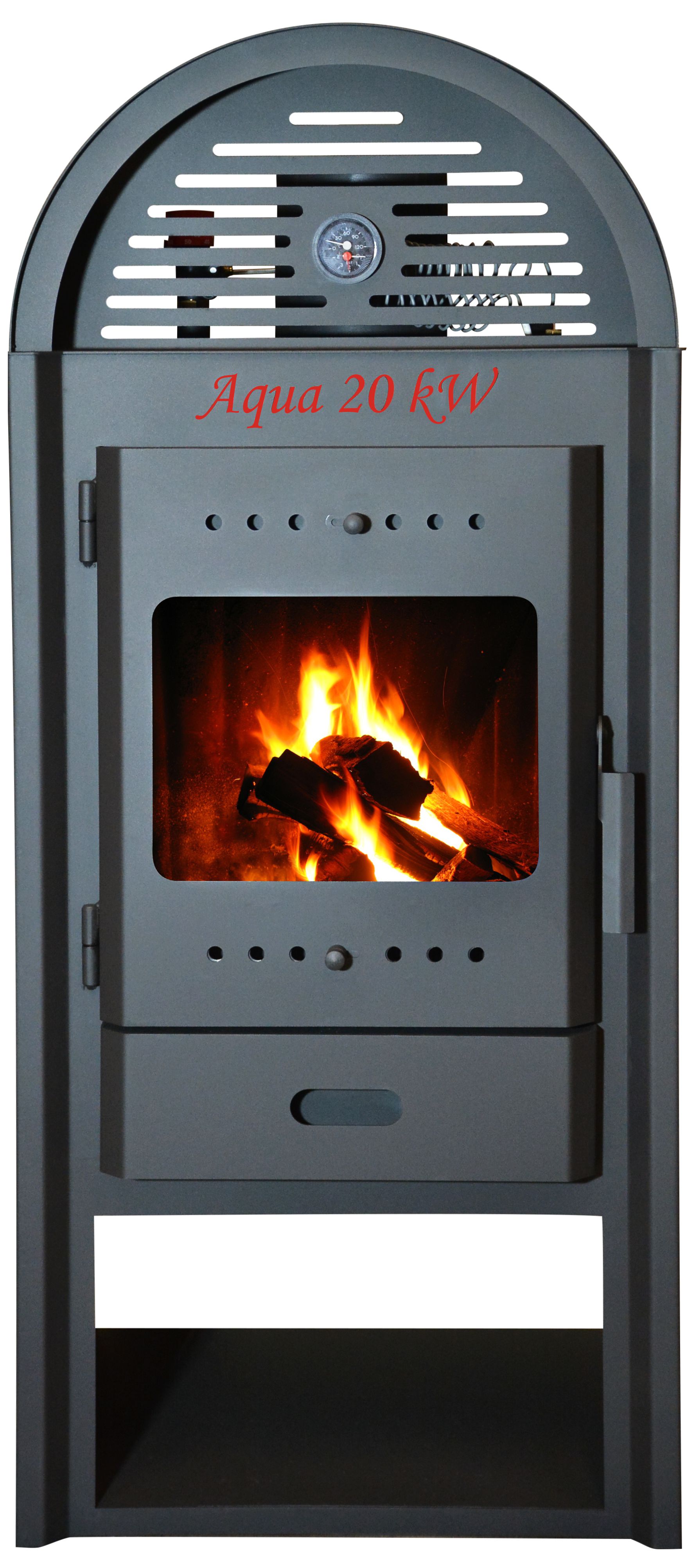 Termosemineu pe lemne Aqua Plus, 20 kW, 53 x 54 x 125 cm