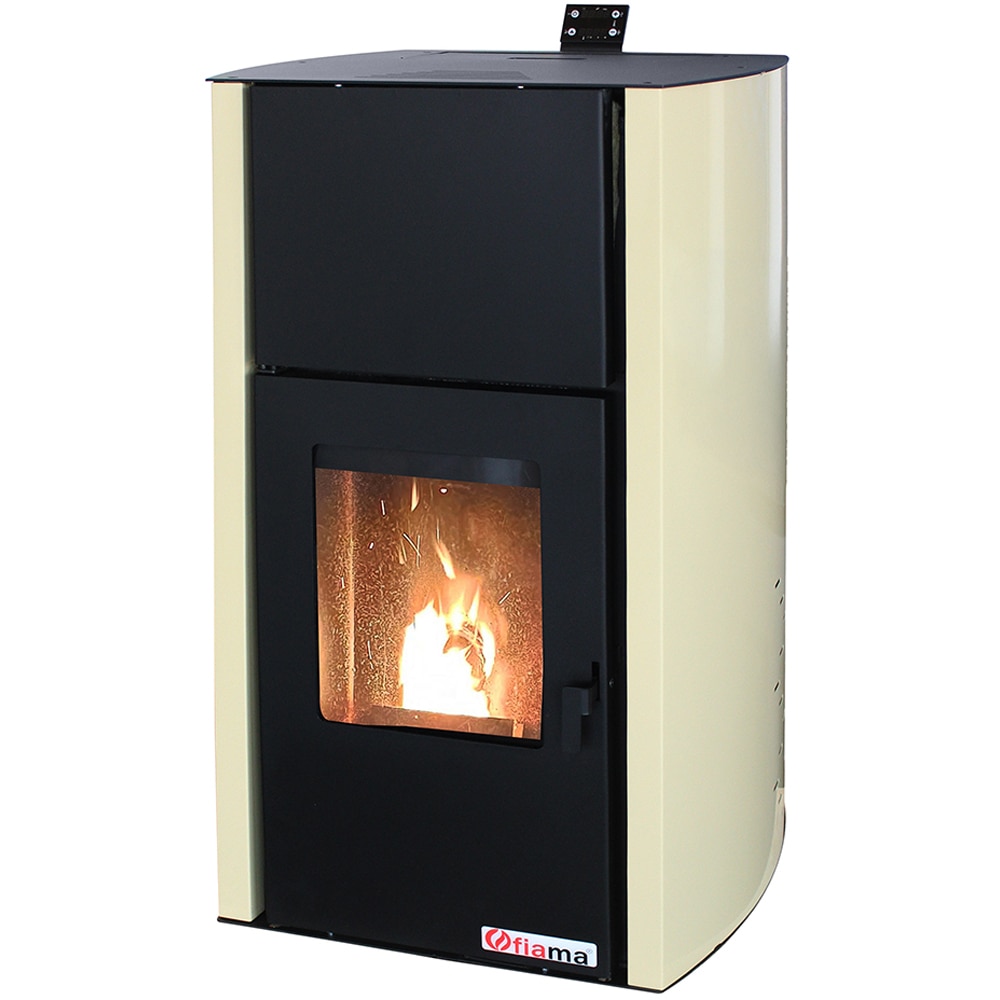 Termosemineu pe peleti FORNELLO Fiama Confort Ivory, 25 kW, 56 x 61 x 110 cm, negru-crem