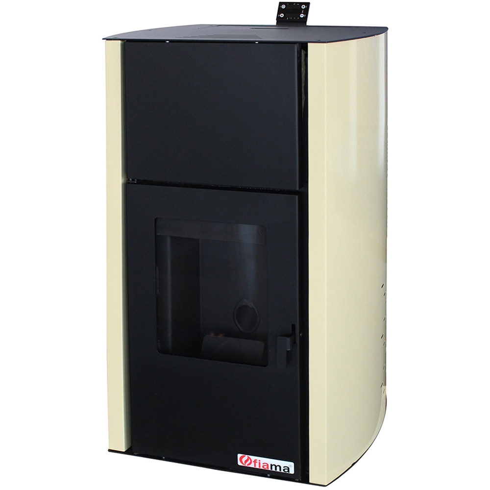 Termosemineu pe peleti FORNELLO Fiama Confort Ivory, 25 kW, 56 x 61 x 110 cm, negru-crem