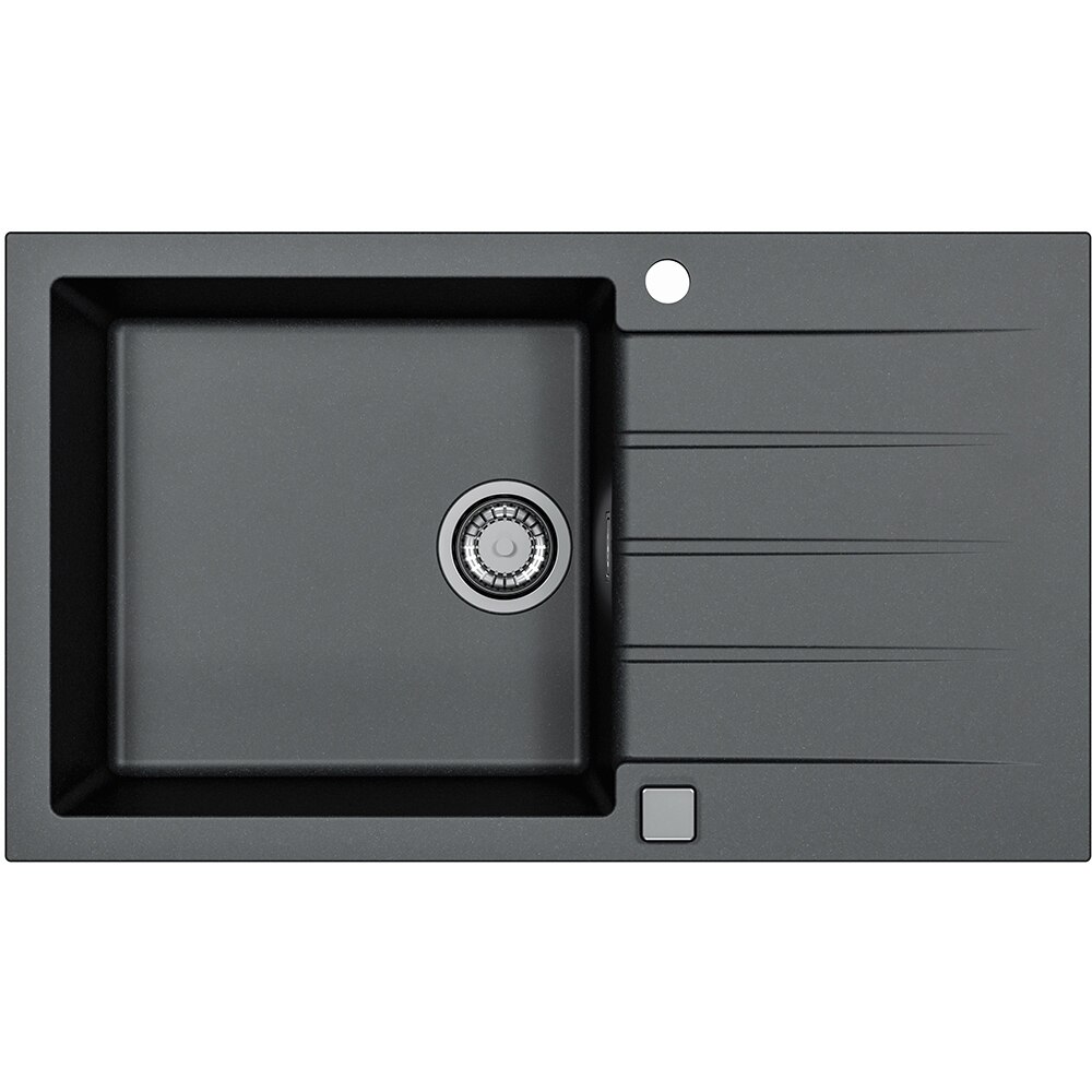 Pachet chiuveta ALVEUS Cadit 40, 1 cuva, picurator reversibil, compozit granit + Baterie Kati, negru