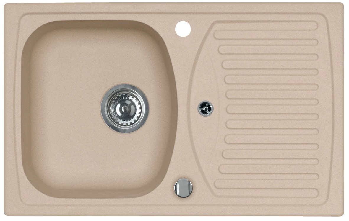 Set chiuveta bucatarie Alveus Record 30 G55, 1 cuva, picurator reversibil, compozit granit + baterie, bej