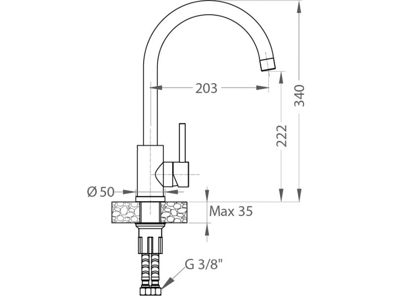 Set chiuveta si baterie FOXTROT, 58x42 cm, bej