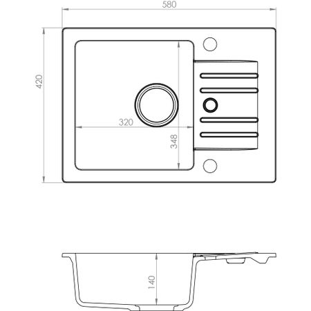 Set chiuveta si baterie FOXTROT, 58x42 cm, bej