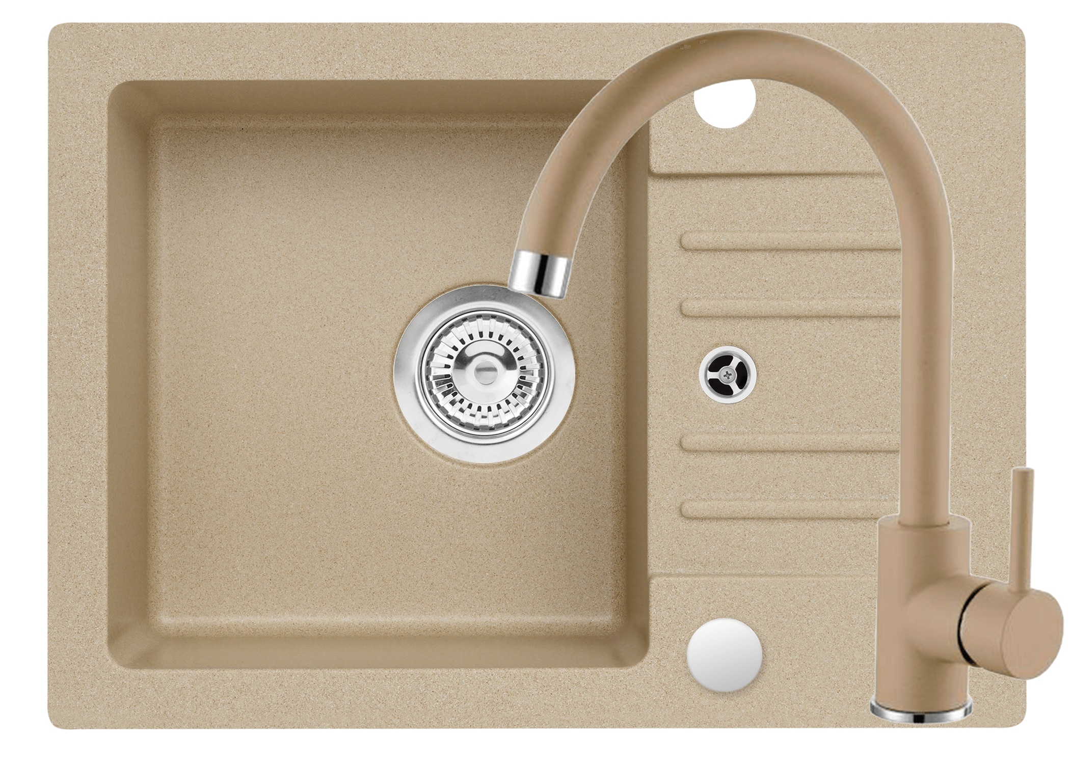 Set chiuveta si baterie FOXTROT, 58x42 cm, bej