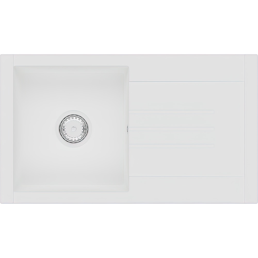 Chiuveta bucatarie SANDONNA Arona 76, 1 cuva, picurator reversibil, compozit granit, alb