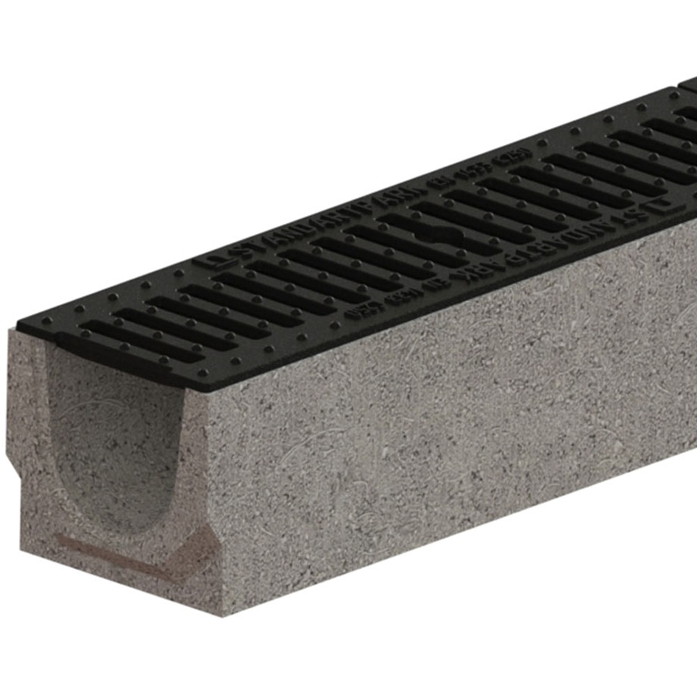 Rigola VODALAND, beton, gratar fonta, Cl C250, trafic auto, 100 x 12.5 x 14 cm