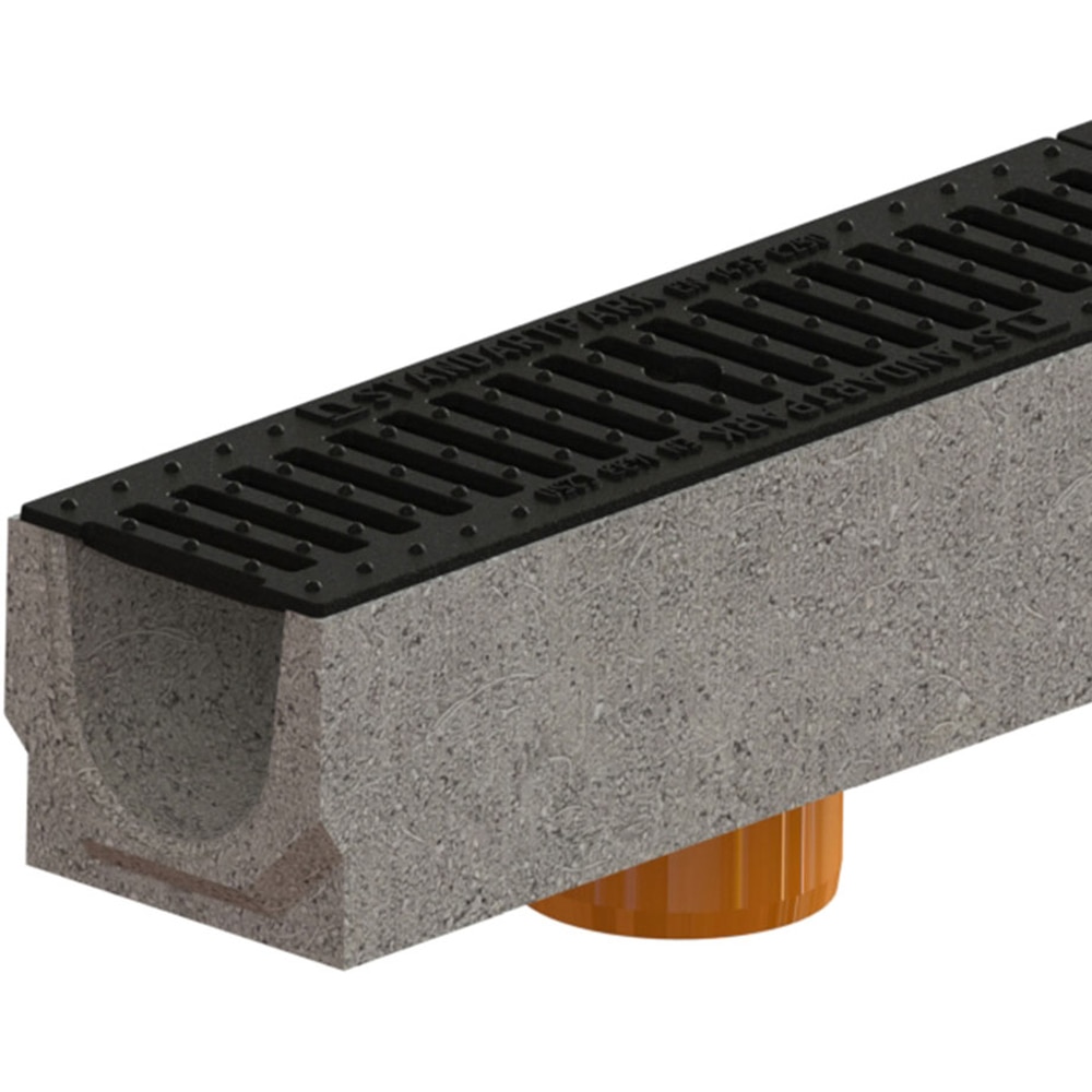 Rigola VODALAND, beton, gratar fonta, Cl C250, trafic auto, D110 mm, 100 x 12.5 x 14 cm