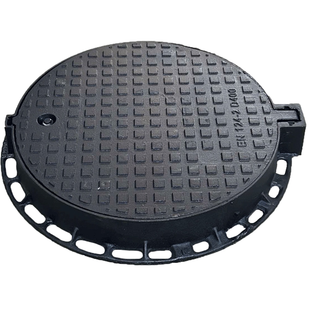 Capac fonta rotund cu inchizator Vodaland 736010FD, D exterior 730 mm, D pas liber 600 mm, H 100 mm, clasa de sarcini D400