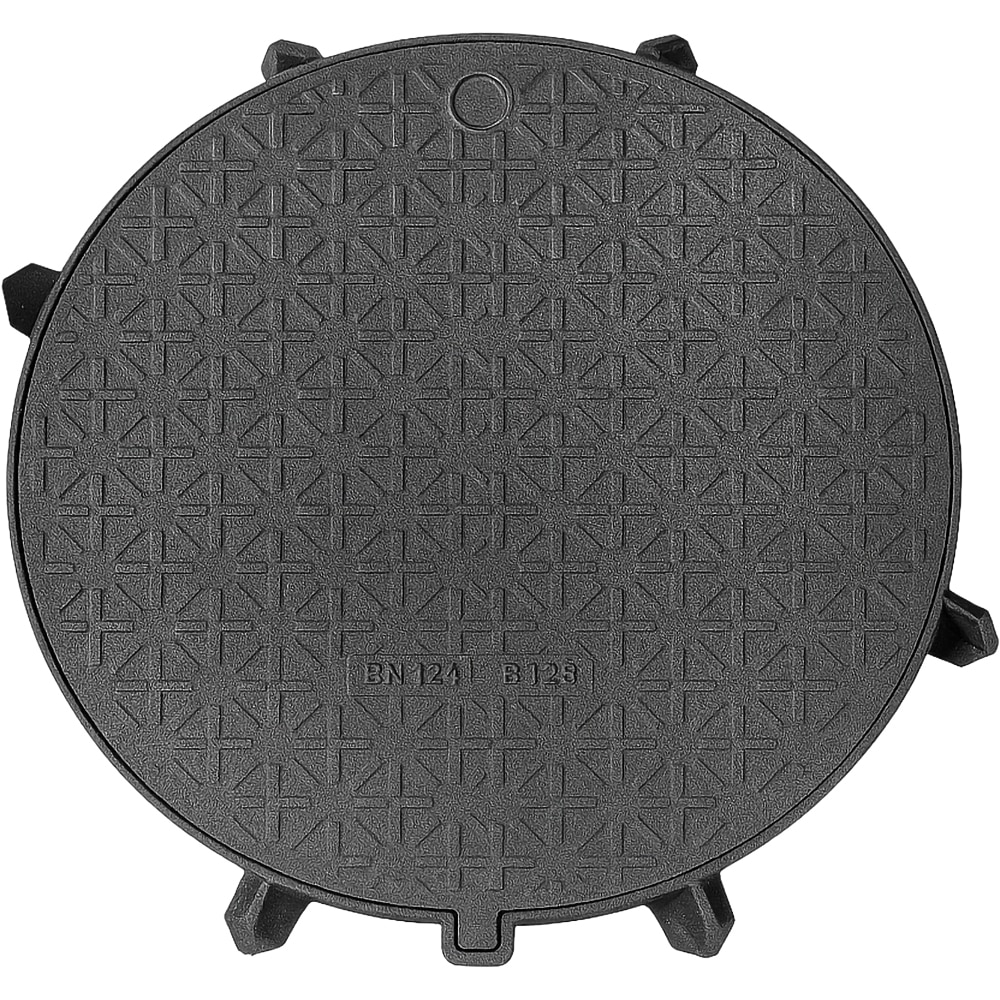 Capac VODALAND 3525935M, fonta, B125, D 760mm, negru
