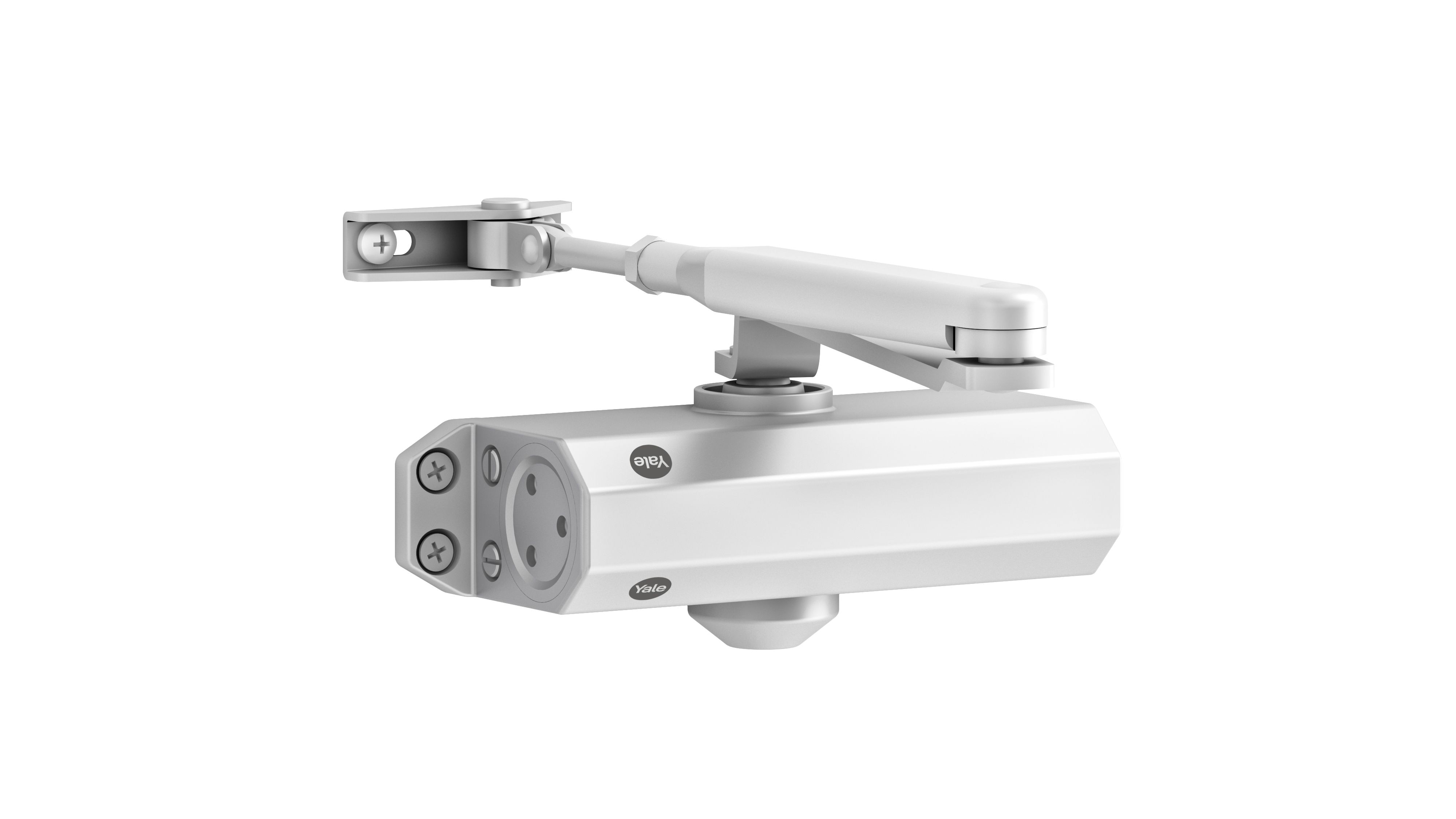 Amortizor, rezistent la foc, aluminiu, cu brat standard, seria 3500, alb, cutie • Yale