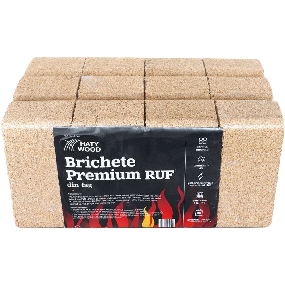 Brichete ecologice HATY, tip RUF, din rumegus, 10 kg