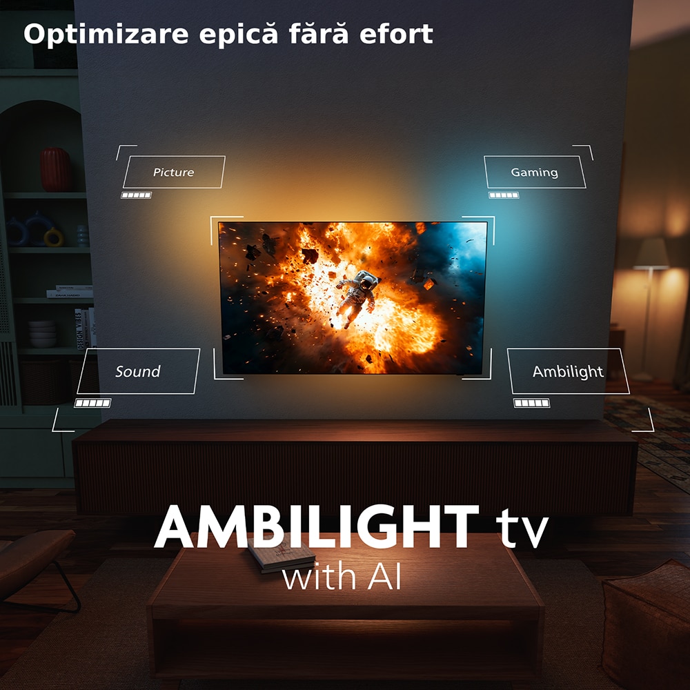 Televizor OLED Smart PHILIPS 65OLED770, Ultra HD 4K, HDR10+, 164cm