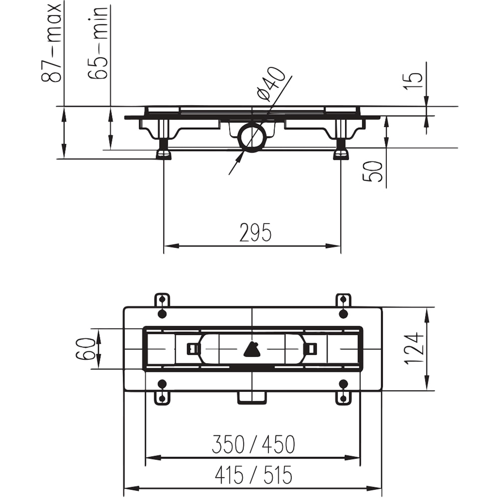 Rigola dus FLUIDMASTER 674720, gratar inox, D 40mm, 45 cm, argintiu