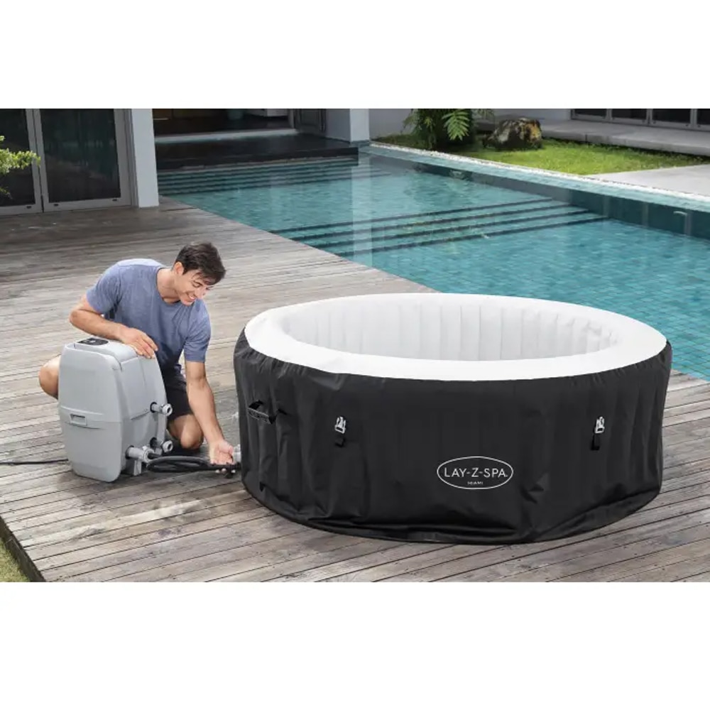 Piscina cu hidromasaj BESTAWAY Lazy-Z, 4 persoane, 180 x 66 cm, 669 l