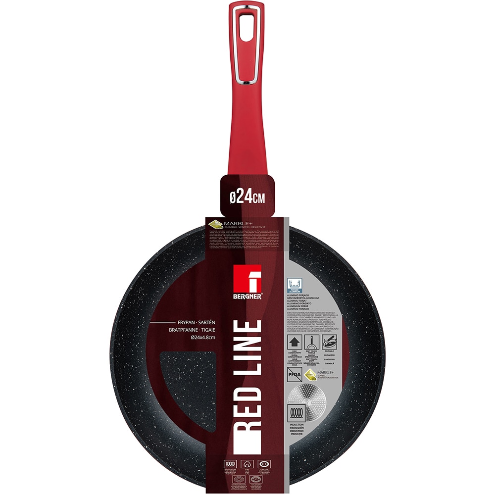 Tigaie BERGNER Red Line BG-35384-RD, 24 cm, aluminiu, rosu