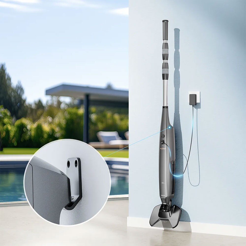 Aspirator pentru piscina AIPER Pilot X1, fara fir, autonomie 45 min, 40W, gri