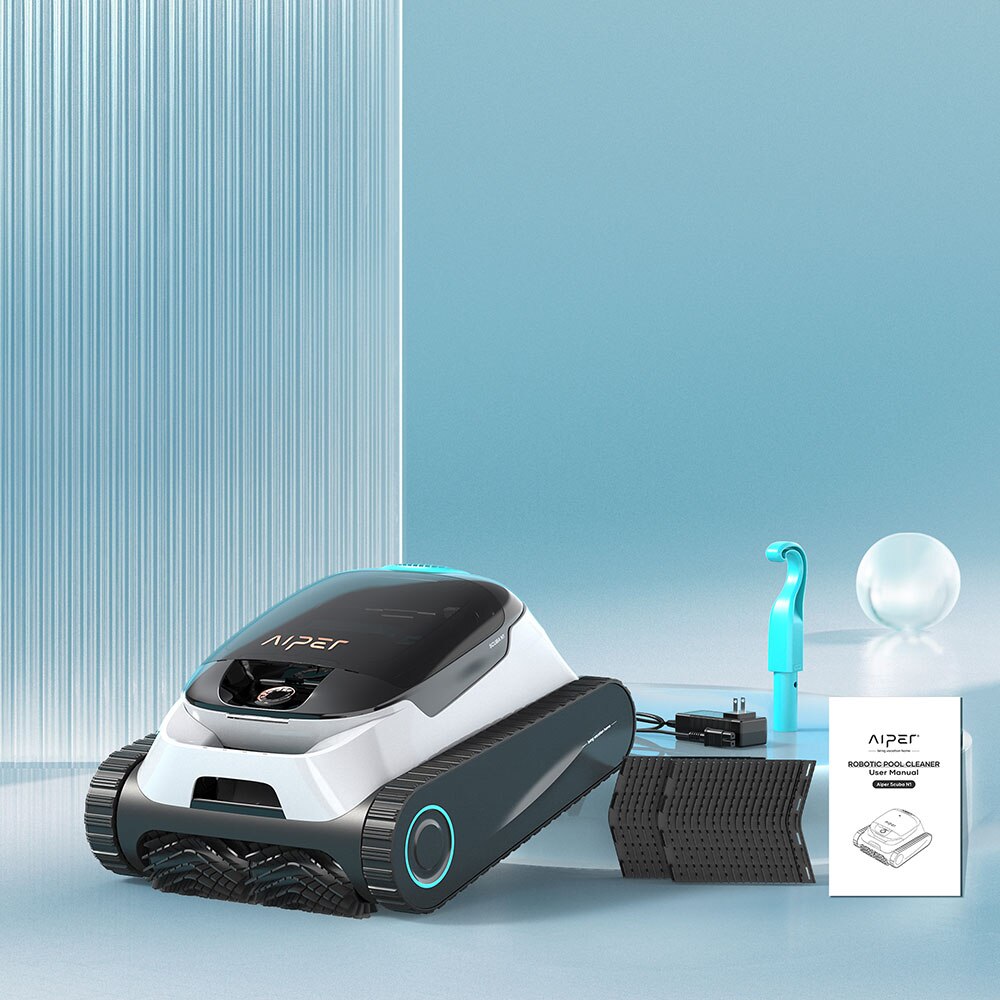 Robot pentru curatat piscina AIPER Scuba N1, fara fir, autonomie 180 min, 150mp, 75W, alb