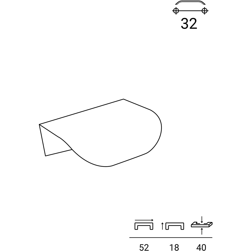 Maner 6127, aluminiu, 5.2 x 1.8 x 4 cm, negru mat