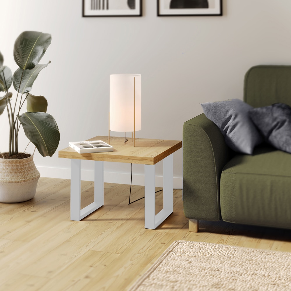 Picior masa stil industrial, 38 x 38.2 x 6 cm, rectangular, alb