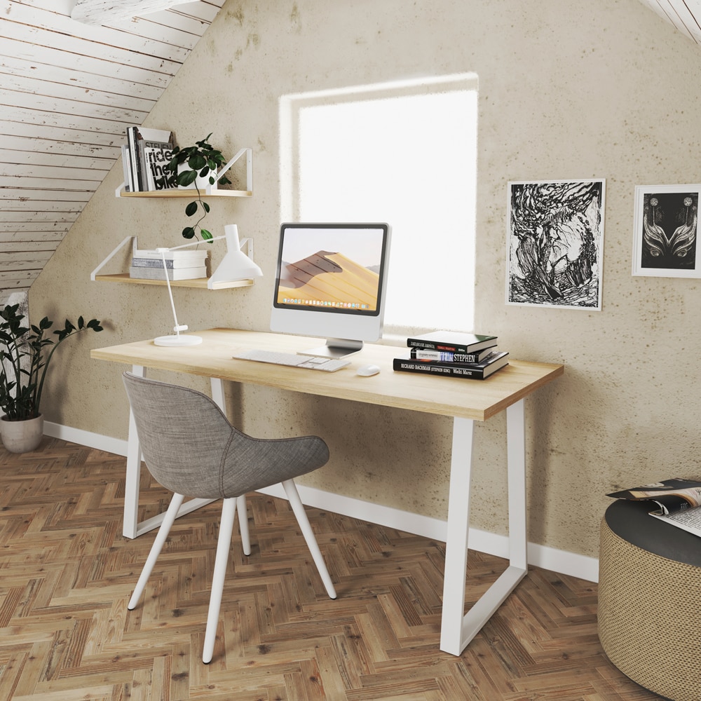 Picior masa stil industrial, 58 x 71.2 x 6 cm, trapez, alb