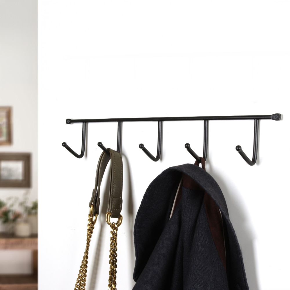 Cuier perete REUNION INDUSTRIAL 7-C1030.5.18, 5 agatatoare, otel, negru mat