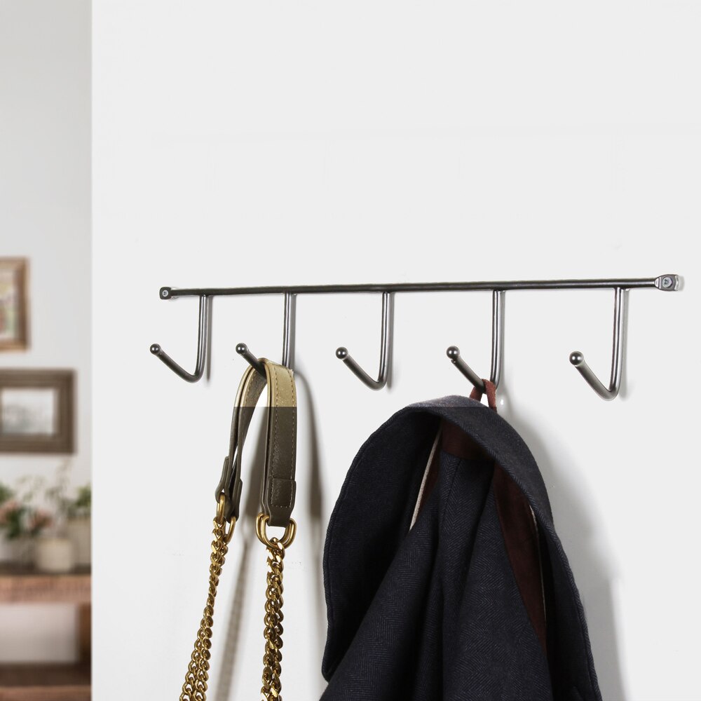 Cuier perete REUNION INDUSTRIAL 7-C1030.5.21, 5 agatatoare, otel, crom lucios