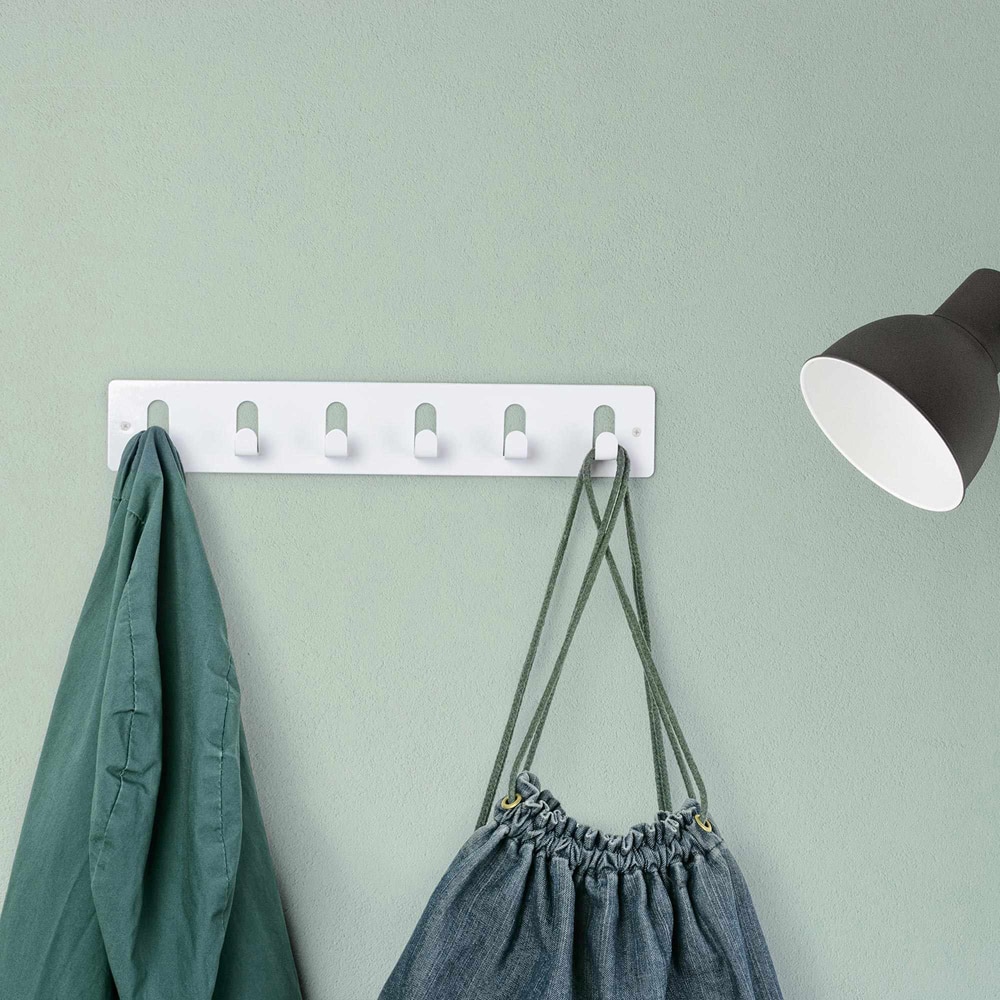 Cuier perete REUNION INDUSTRIAL 7-C1031.17, 6 agatatoare, otel, alb