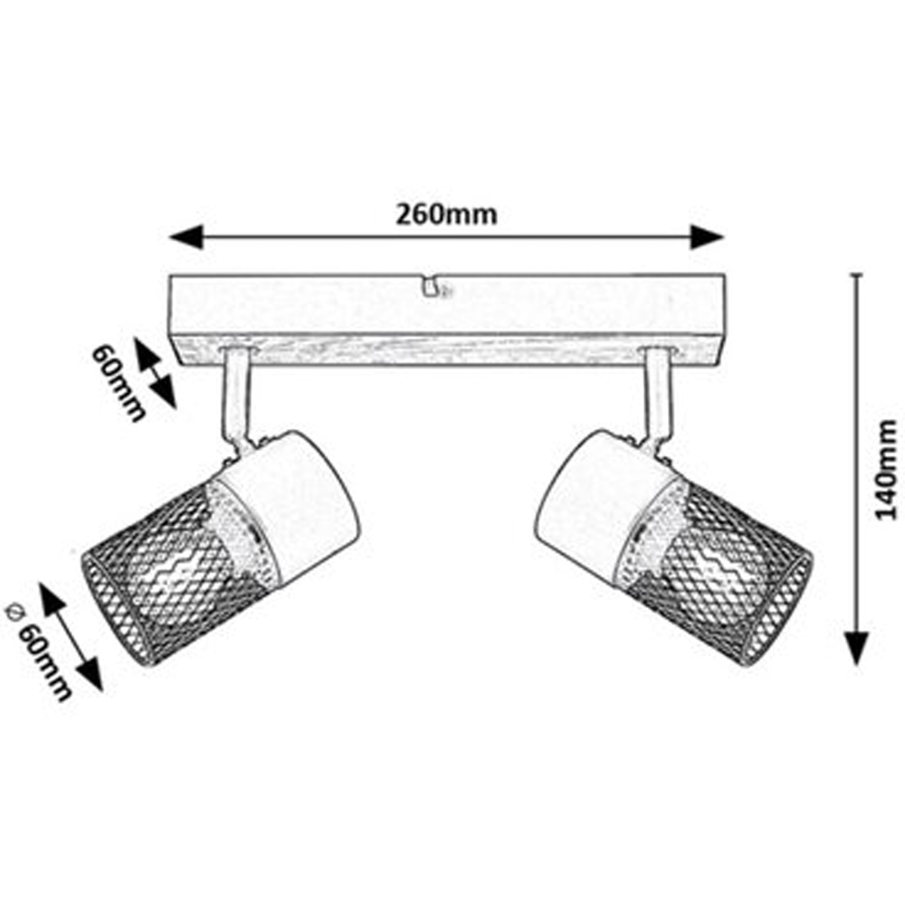 Plafoniera RABALUX Metta, E14, 2x40W, IP20, negru